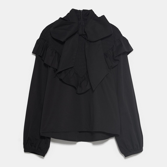 Zara Poplin Blouse with Tie - Picture 6 of 6
